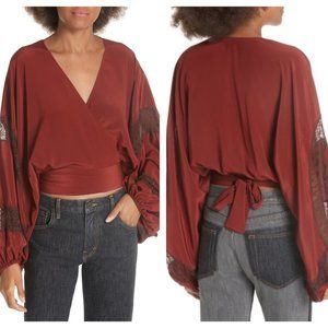 ELIZABETH AND JAMES Talia Silk Puff Sleeve Top A23